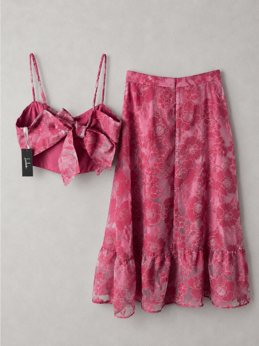 Lulus ✨ Certainly Stylish Mauve Pink Burnout Floral Two-Piece Midi Dress - Picture 6 of 16